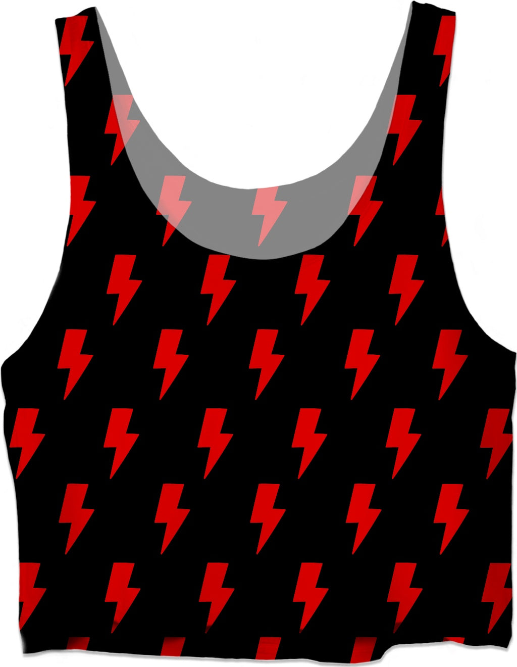 Red Lightning Bolts Black Crop Top