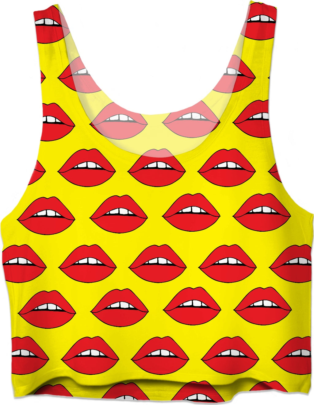 Red Lips Yellow Crop Top
