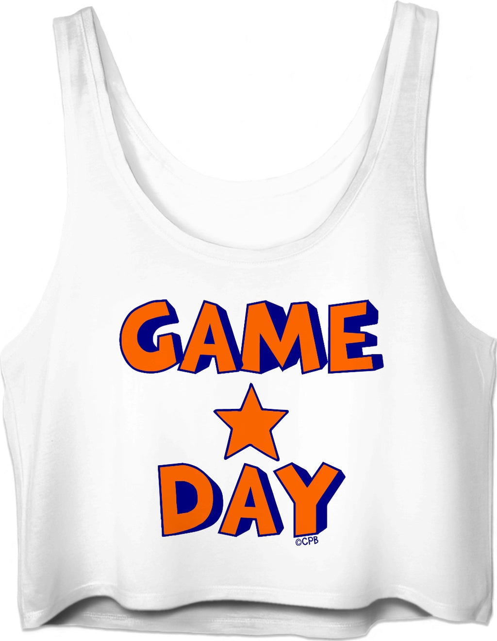 Orange & Blue Star Stacked Game Day Crop Top