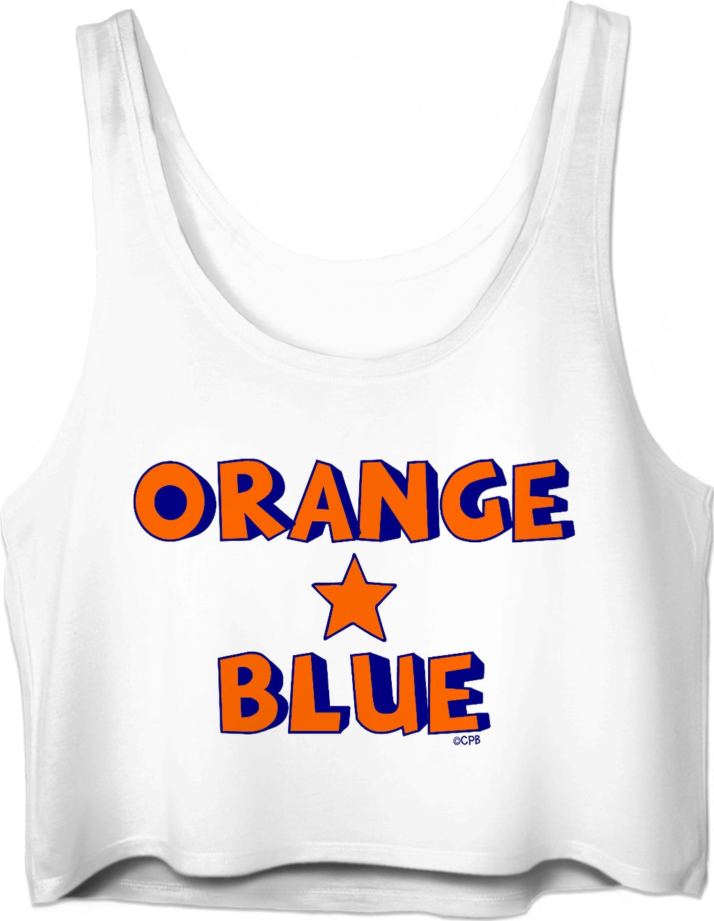 Orange & Blue Star Stacked Game Day Crop Top