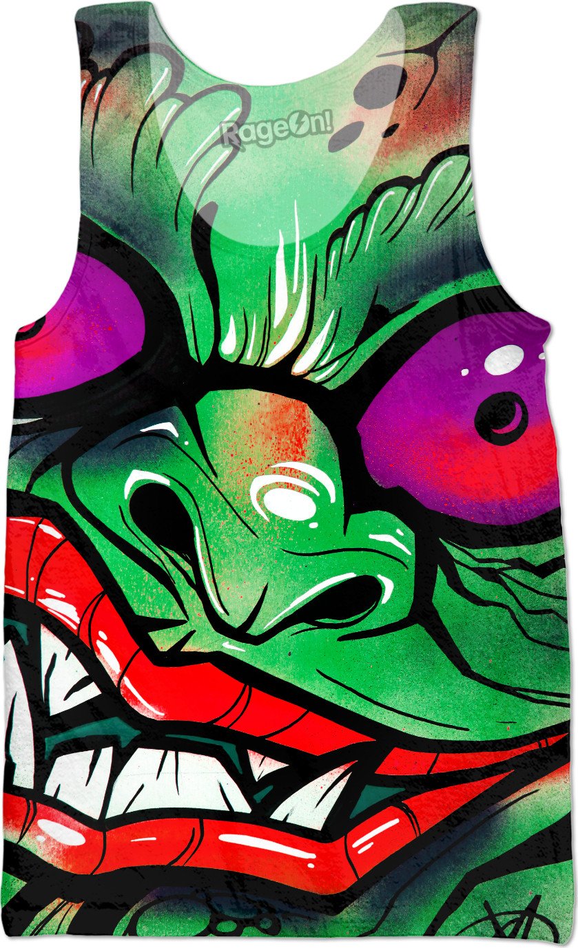 green graffiti gremlin tank top