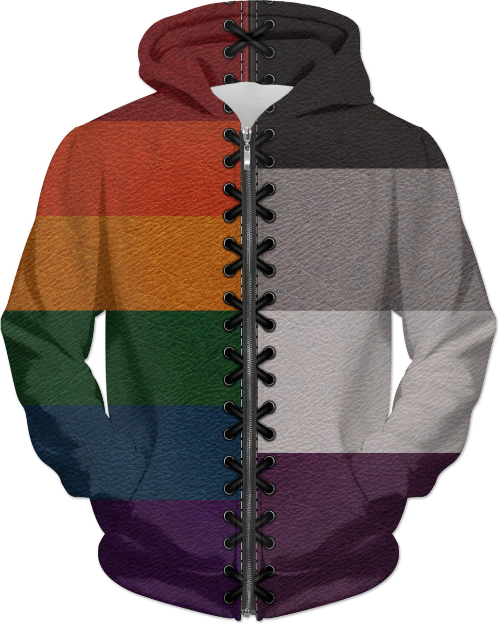 Rainbow Asexual Leather Flag