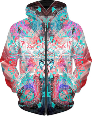 White Hyperdimensional Face Glue Hoodie