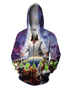Jesus Died For Your Sims Zip-Up Hoodie