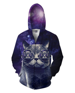 Hipster Cat Zip-Up Hoodie