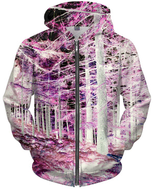 Pink Forest Zip-Up Hoodie