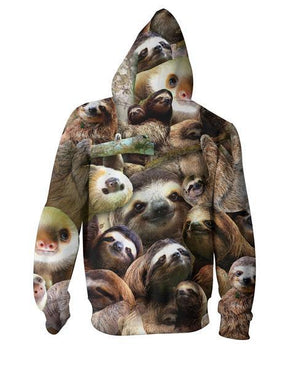 Sloth Collage Zip-Up Hoodie