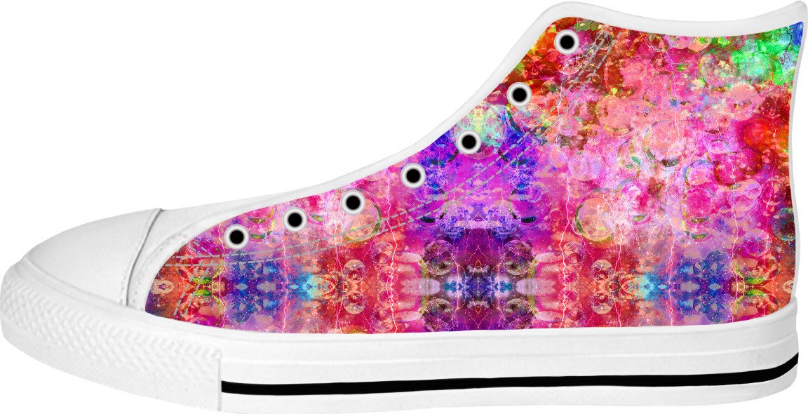 Neon Fractal Storm 2 White High Tops