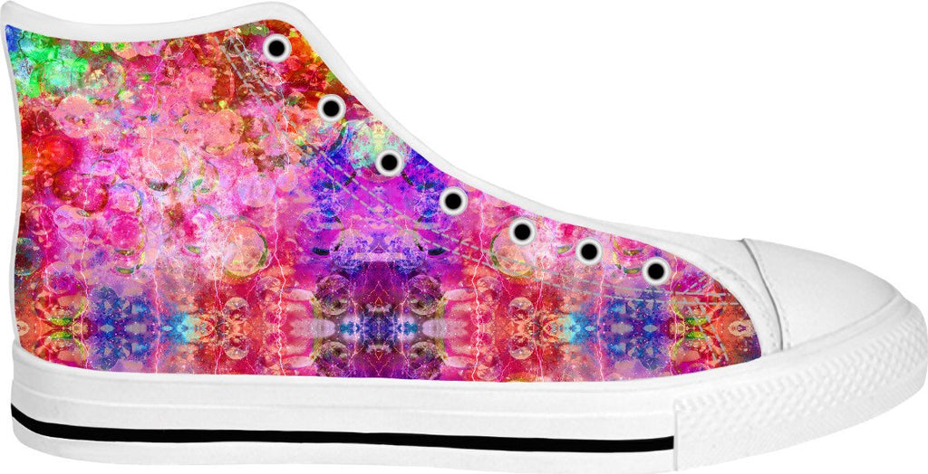 Neon Fractal Storm 2 White High Tops