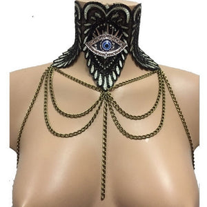 Lace & Metal Chain Eye Body Chain