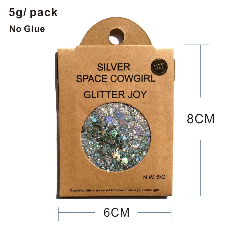 GL06 one pack of Silver Space Cowgirl Chunky Body Glitter