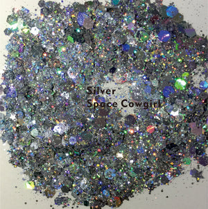 GL06 one pack of Silver Space Cowgirl Chunky Body Glitter