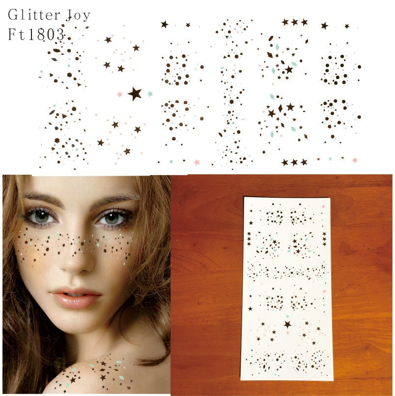 FT1803  Gold and Silver Scattered Star and Points Glitter Freckles