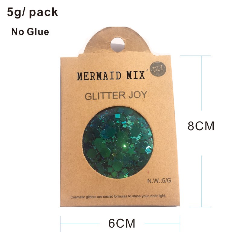 GL14 one pack of Blue GREEN Mixed Shape Mermaid Inspired Body Glitter