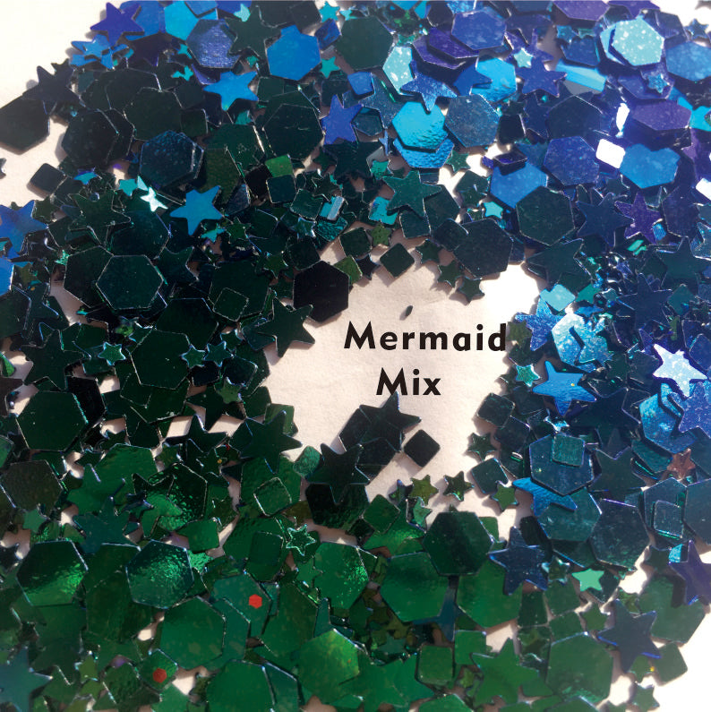 GL14 one pack of Blue GREEN Mixed Shape Mermaid Inspired Body Glitter