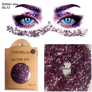 GL13 one pack of Purple Pink Star Shape Coachella  Body Glitter