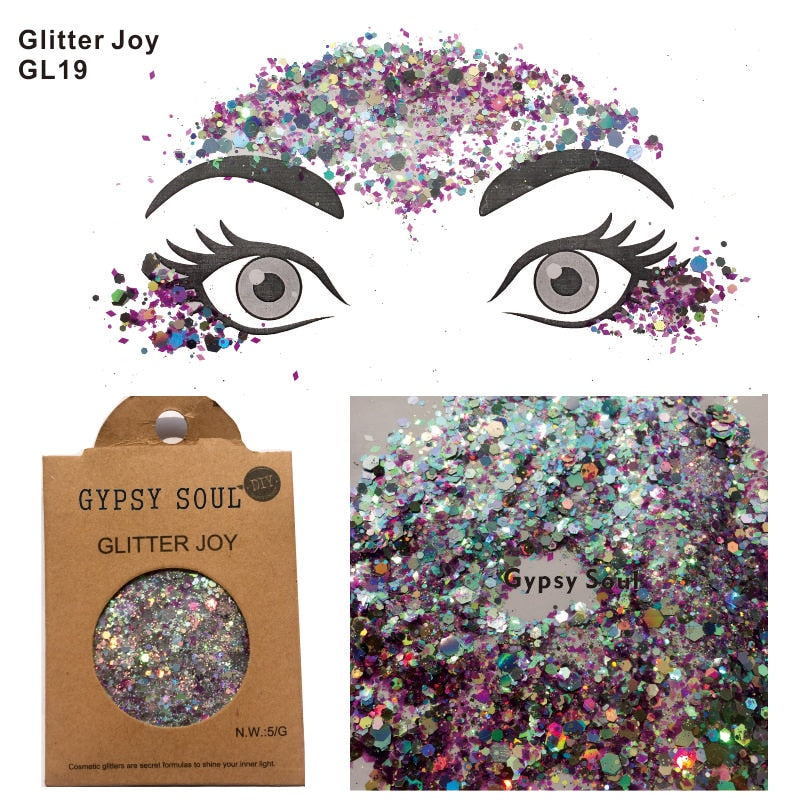 GL19 one pack of Mixed Color Shape Gypsy Soul Forehead Glitter