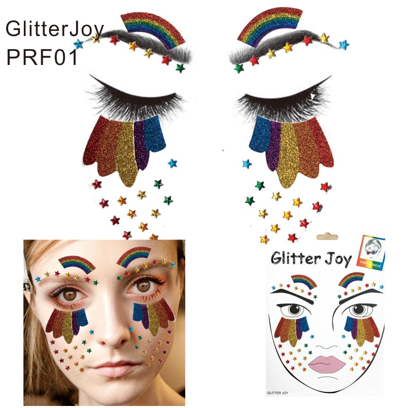 PRF01  1Pc  Colorful Rainbow Pride Star Face Jewel