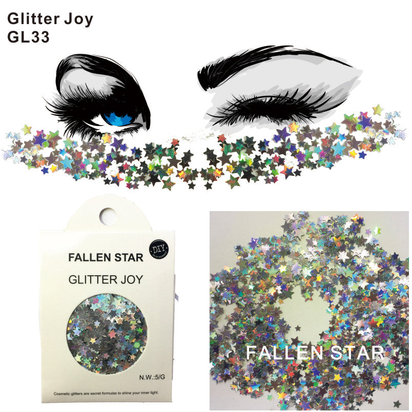 GL33 one pack of Silver Fallen Star Face and Body Cosmetic Glitter