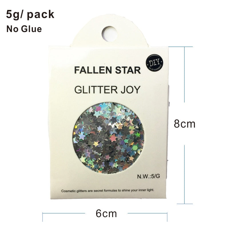 GL33 one pack of Silver Fallen Star Face and Body Cosmetic Glitter