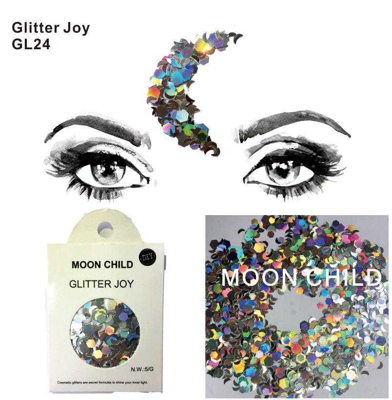 GL34 one pack of Silver Moon Child Face Glitter