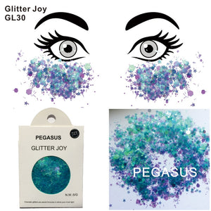 GL30 one pack of Pegasus Inspired Turquoise Mixed Purple Face Glitter