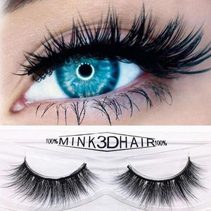 1 Pair 3D Luxury Natural Mink Glue Adhesive Long Fake Eyelashes Pack Reusable