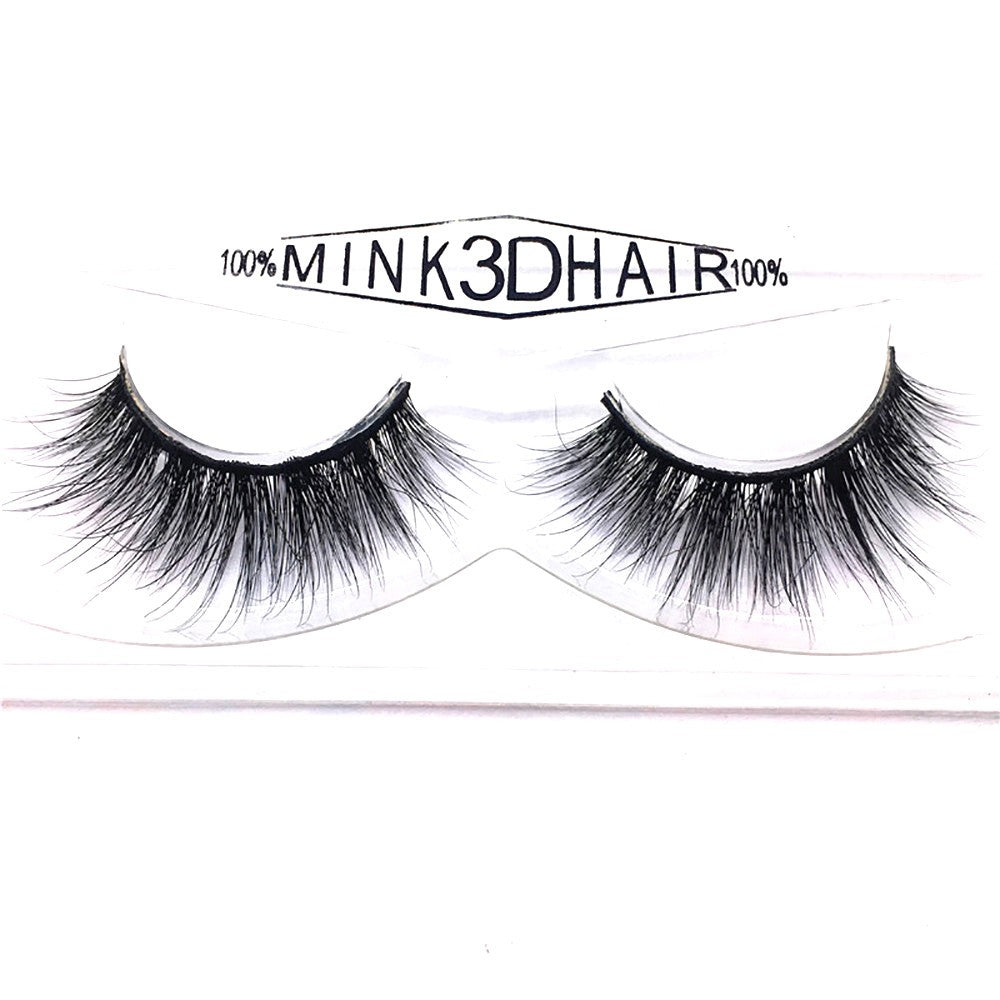 1 Pair 3D Luxury Natural Mink Glue Adhesive Long Fake Eyelashes Pack Reusable