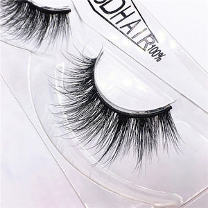 1 Pair 3D Luxury Natural Mink Glue Adhesive Long Fake Eyelashes Pack Reusable