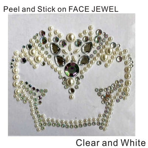 HFG11  1Pc  White Fake Pearl and Clear Jewel Gem