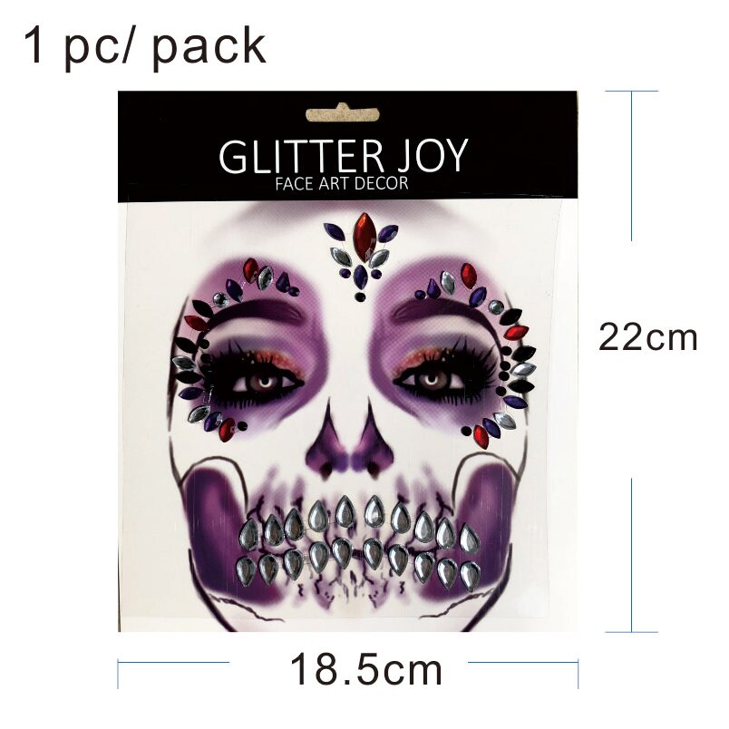 HFG06  1Pc Face Gem Makeup with Rhinestone Skull Teeth