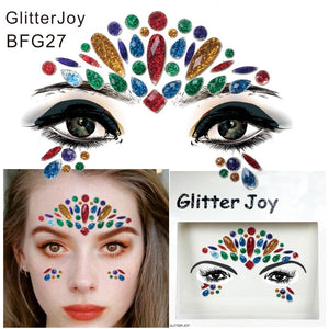 BFG27 1Pc Handpicked Colorful Resin Rainbow Face And Eye Gem Forehead Party Makeup Decor Temporary Tattoo Sticker