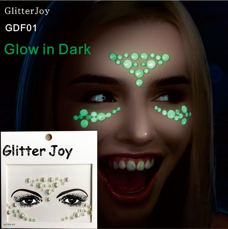 GDF01  1Pc  Glow in Dark Luminous  Face jewel