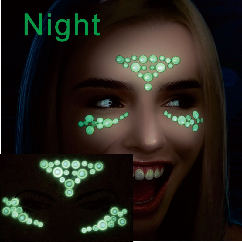 GDF01  1Pc  Glow in Dark Luminous  Face jewel