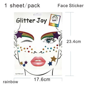 PRF05  1Pc  Colorful Rainbow Color Star Face Eyebrow Jewel