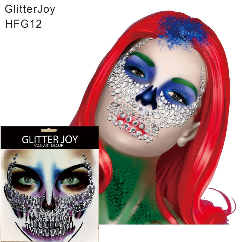 HFG12  1Pc  Clear  Festival Skull Bone Face Jewel