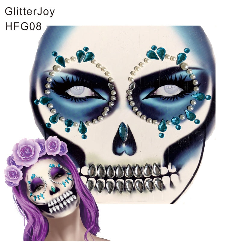 HFG08  1Pc  Sugar Skull inspired Face Jewel