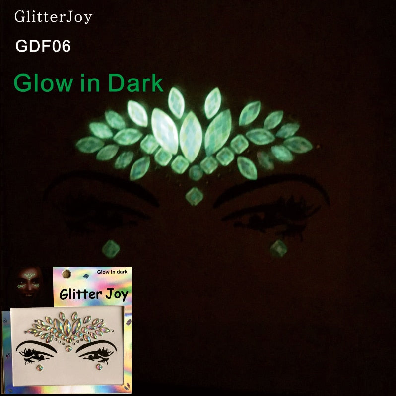 GDF06  1Pc  Glow in Dark Luminous Face Jewel