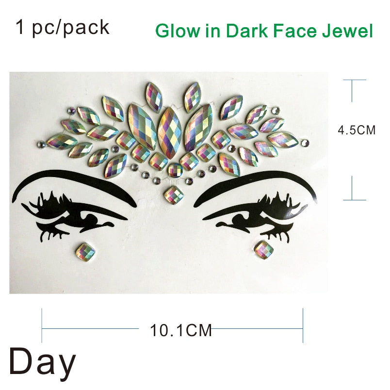 GDF06  1Pc  Glow in Dark Luminous Face Jewel