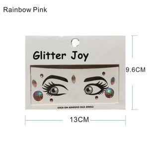 SG01  1Pc Rainbow Pink Mermaid Festival Face Gem Jewel