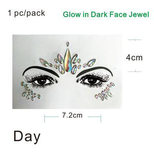 GDF03  1Pc  Glow in Dark Luminous Face Rhinestone