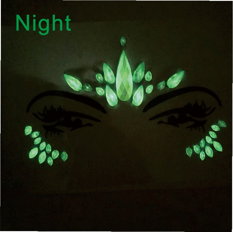 GDF03  1Pc  Glow in Dark Luminous Face Rhinestone