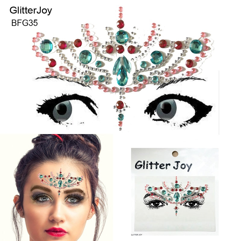 BFG35  1Pc  Big Forehead Bindi Mix Color Face Gem