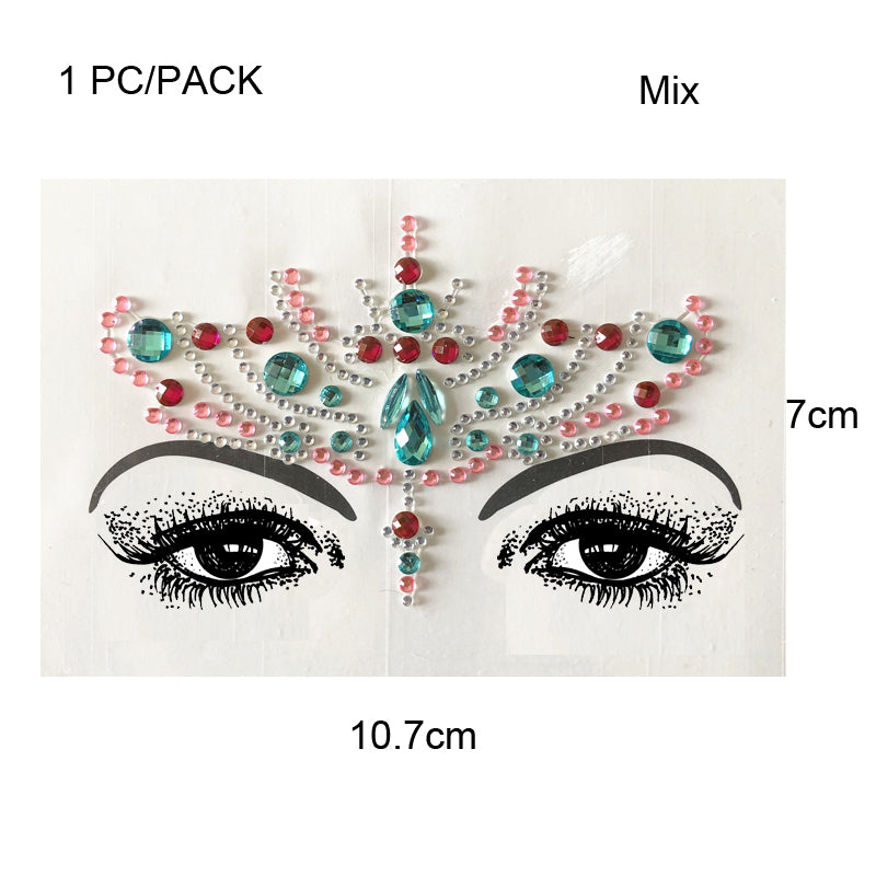 BFG35  1Pc  Big Forehead Bindi Mix Color Face Gem