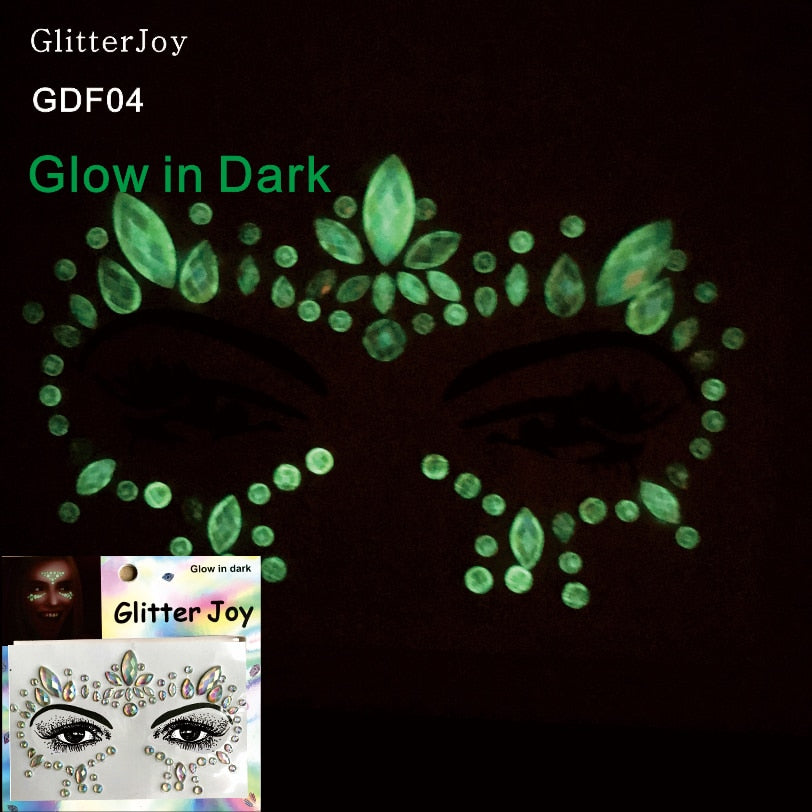 GDF04  1Pc  Glow in Dark Luminous Face Jewel