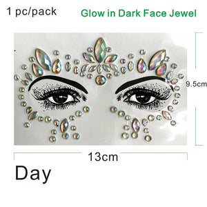 GDF04  1Pc  Glow in Dark Luminous Face Jewel