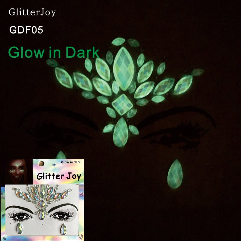 GDF05  1Pc  Glow in Dark Luminous Face Gem