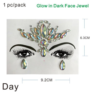 GDF05  1Pc  Glow in Dark Luminous Face Gem