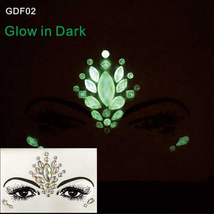 GDF02  1Pc  Glow in Dark Gems Rhinestone Sticker